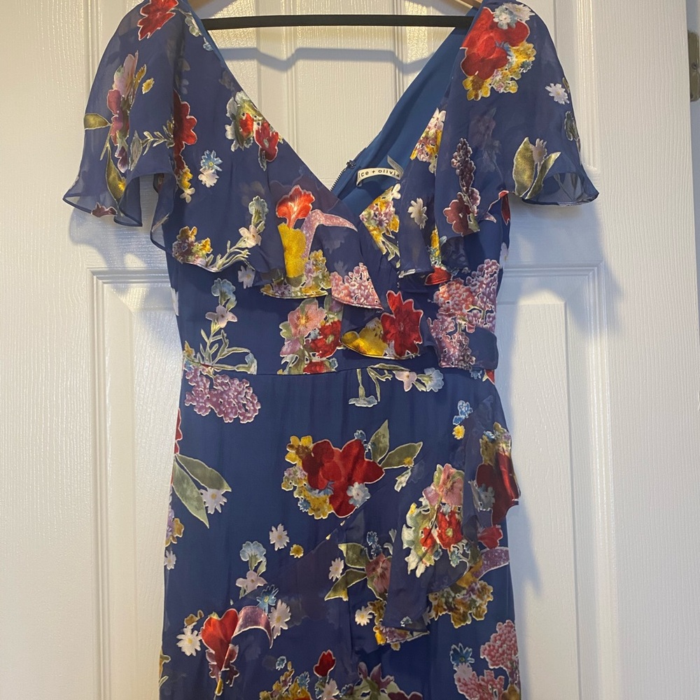 Alice and olivia maxi dress in blue floral print